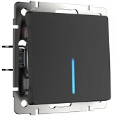 Выключатель одноклавишный  с подсветкой черный матовый WL08-SW-1G-LED