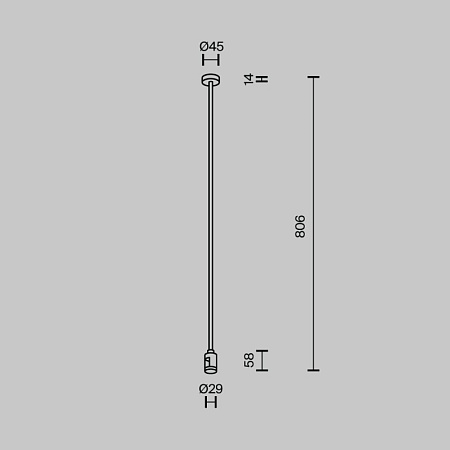 Крепление потолочное Long одинарное 760мм Flarity латунь - фото