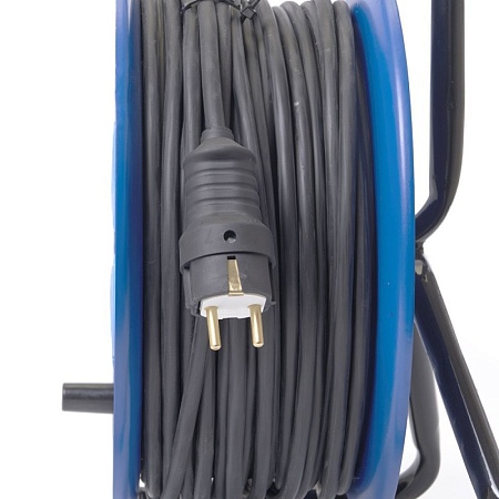 Удлинитель на металлической катушке 4-местный с/з Stekker, PRF02-41-50, 50м, 3*2,5, серия Professional, синий - фото