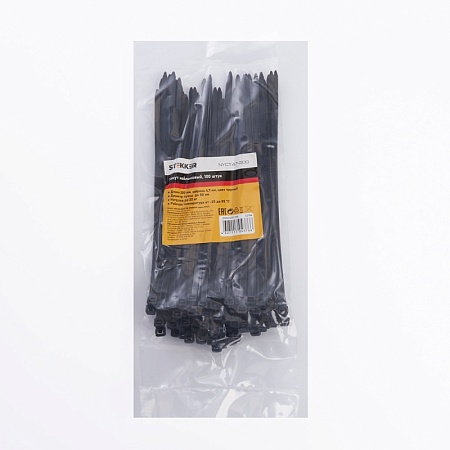 Хомут нейлоновый STEKKER NYCT47-200 4,7х20 мм, d пучка max 50 мм, нагрузка 22кг, черный, упаковка 100 шт - фото