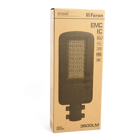 Светодиодный уличный консольный светильник Feron SP3040 30W 5000K 230V, серый - фото
