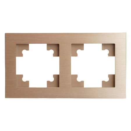 Рамка 2-местная, металл, STEKKER, MFR00-7002-02 , серия Катрин, шампань - фото