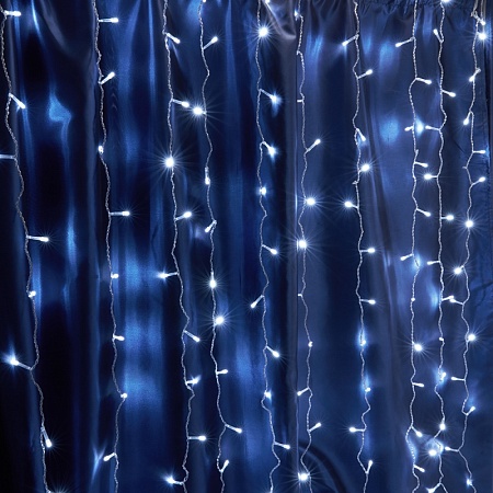 Светодиодная гирлянда Feron CL18 занавес 1,5*1,5м  + 3м 5000К, статичная, c питанием от сети 230V, белый шнур - фото