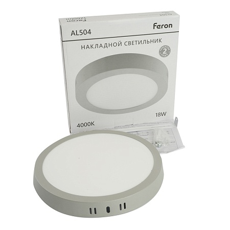 Светодиодный светильник Feron AL504 накладной 18W 4000K серый - фото