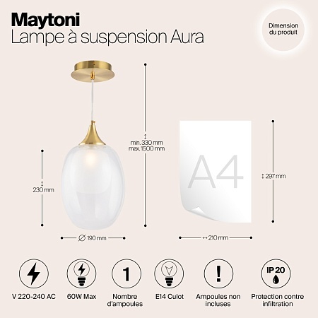 Подвесной светильник Maytoni Aura MOD016PL-01BS - фото