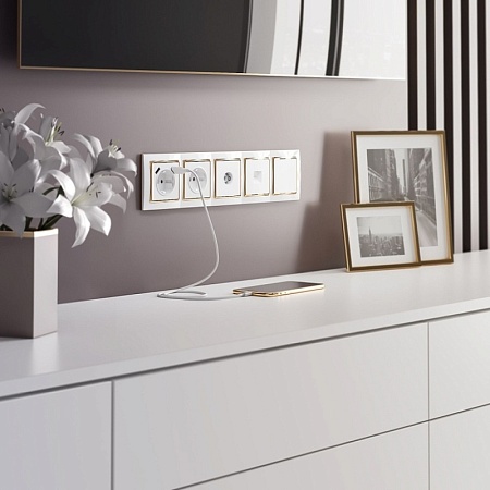 ТВ-розетка проходная (белый) W1184001 - фото