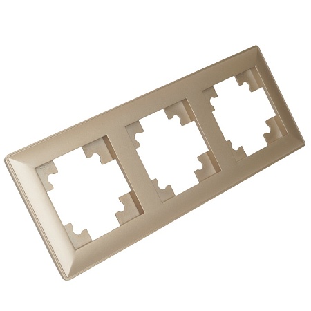 Рамка STEKKER, PFR00-7003-02 3-местная, пластик, серия Катрин, шампань - фото