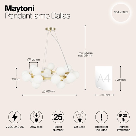 Подвесной светильник Maytoni Dallas MOD545PL-25BS - фото