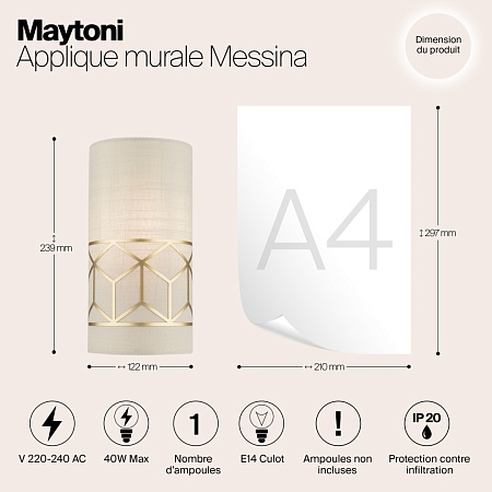 Настенный светильник (бра) Maytoni Messina H223-WL-01-G - фото