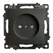 Розетка 1-местная с защитной шторкой (механизм) б/з, 250В, 10А, серия Катрин, графит, GLS10-7109-06 - фото