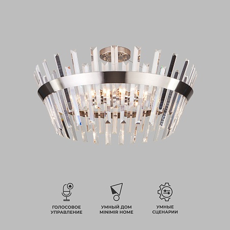 Потолочный светильник Eurosvet 10111/8 сатин-никель/прозрачный хрусталь Strotskis - фото