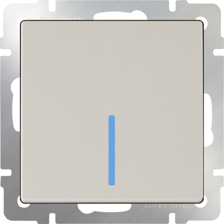 Выключатель одноклавишный проходной с подсветкой слоновая кость WL03-SW-1G-2W-LED-ivory - фото