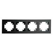 Рамка 4-местная, стекло, STEKKER GFR00-7004-05М, серия Катрин, черный матовый