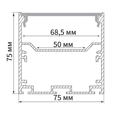 Профиль алюминиевый накладной/подвесной с отсеком для БП, серебро, CAB265 - фото