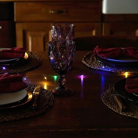 Светодиодная гирлянда Feron CL588 линейная Роса, мультиколор, 2м, с питанием от батареек, прозрачный шнур - фото