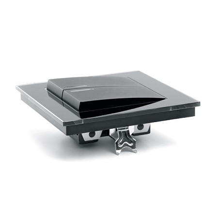 Выключатель 2-клавишный c индикатором STEKKER GLS10-7002-05, 250В, 10А, серия Катрин, черный - фото