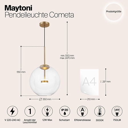 Подвесной светильник Maytoni Cometa MOD056PL-L12G3K - фото