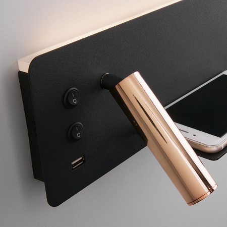 Настенный светодиодный светильник Fant R LED чёрный/золото MRL LED 1113 Elektrostandard - фото