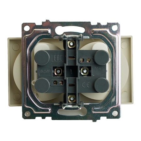 GLS16-7114-08 Розетка 2-местная с защитной шторкой (механизм) с/з, 250В, 16А, серия Катрин, золото - фото