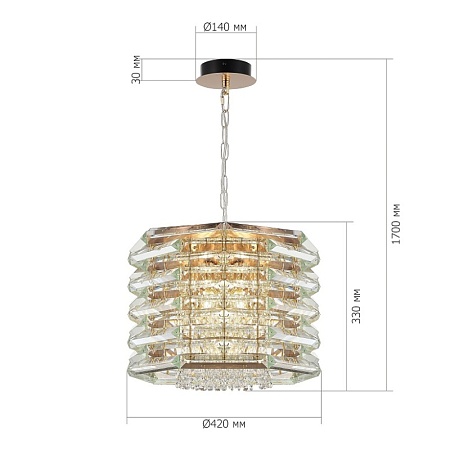 Светильник подвесной ST-Luce медь/прозрачный E14 8*40W SL6137.203.08 - фото