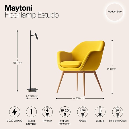 Напольный светильник (торшер) Maytoni Estudo Z010FL-L8B3K - фото