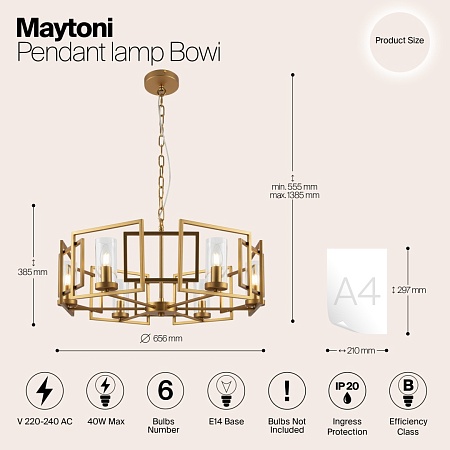 Подвесной светильник Maytoni Bowi H009PL-06G - фото