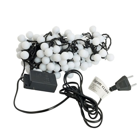 Светодиодная гирлянда Feron CL585 Мультишарики 12м 230V мультиколор, c питанием от сети, черный шнур - фото