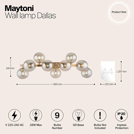 Настенный светильник (бра) Maytoni Dallas MOD547WL-09G - фото