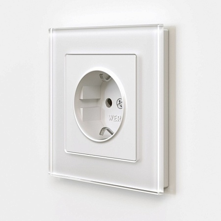 Розетка с заземлением (белый матовый) W1171061 - фото