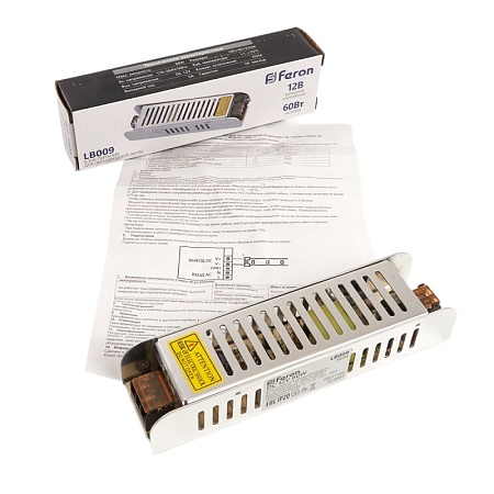 Трансформатор электронный для светодиодной ленты 60W 12V (драйвер), LB009 FERON - фото