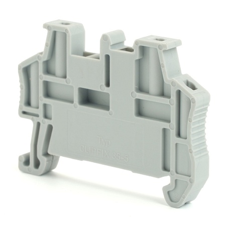 Концевой стопор (ограничитель) на DIN рейку для ЗНИ, серый LD590 - фото