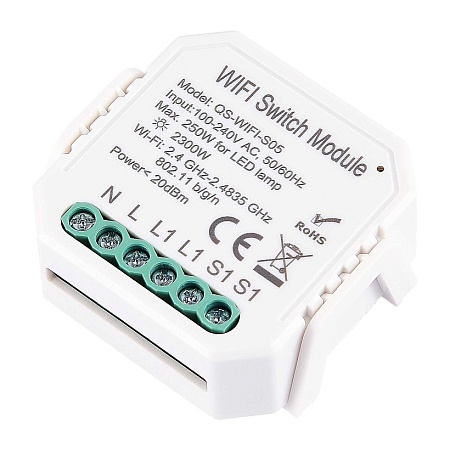 WI-FI реле 1 канал,250W, IP20, L46xW46xH18, 230V, Белый ST9000.500.01C - фото