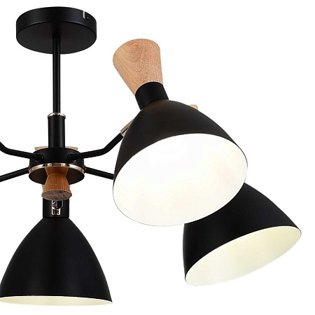 Светильник потолочный Черный/Черный, Светлое дерево, Золотистый E14 5*40W SLE1256-402-05 - фото