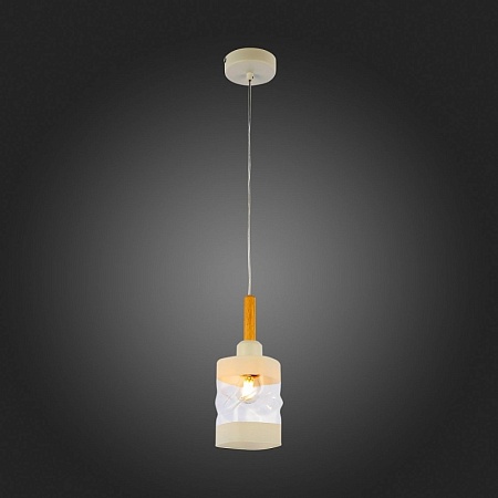 Подвес Белый, Светлое дерево/Белый, Прозрачный E27 1*60W SLE114503-01 - фото