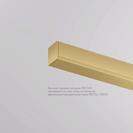 TR5735H-SB Торцевая заглушка, высокая, для использования с экраном, для трека Shine, серия Base, комплект 2 шт, сатинированная латунь, алюминий - фото