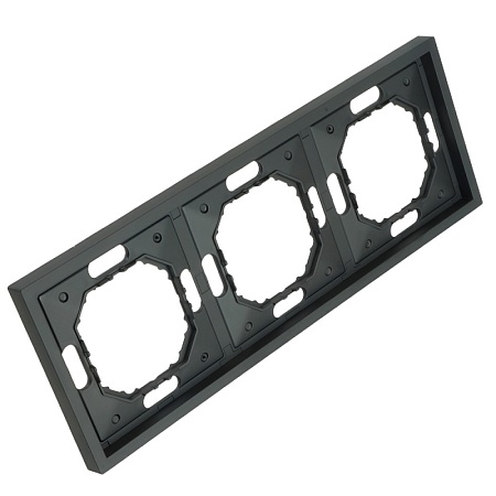 Рамка STEKKER, PFR00-5003-05 3-местная, серия Эмили, черный уголь, soft touch - фото