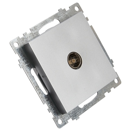 Розетка телевизионная 1-местная (механизм), STEKKER GLS00-7108-03, 75 Ом, 5-862МГц, серия Катрин, серебро - фото