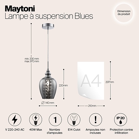 Подвесной светильник Maytoni Blues MOD033-PL-01-N - фото