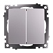 Переключатель 2-клавишный (механизм), STEKKER GLS10-7107-03, 250V, 10А, серия Катрин, серебро - фото