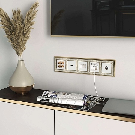 ТВ-розетка проходная (белый) W1184001 - фото