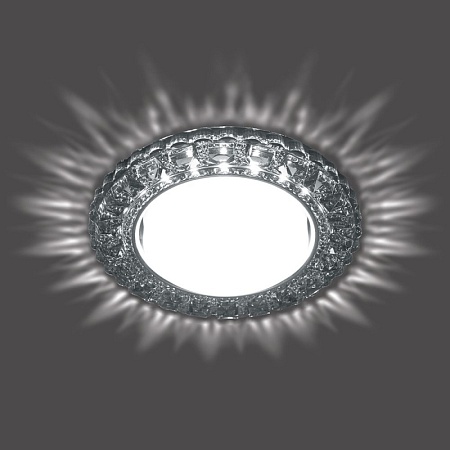 Светильник встраиваемый с белой LED подсветкой Feron CD4045 потолочный GX53 без лампы, серый, хром - фото