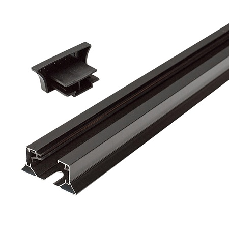 Шинопровод для трековых однофазных светильников, черный, 1м,  в наборе токоввод, заглушка, крепление, CAB1003 - фото