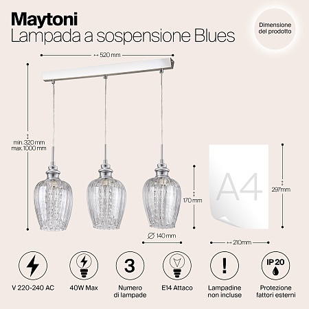 Подвесной светильник Maytoni Blues MOD044-PL-03-N - фото