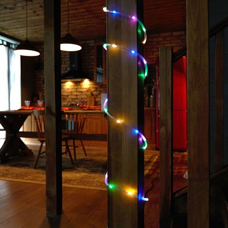 Светодиодная гирлянда Feron CL587 линейная Мини Дюралайт мультиколор с контроллером, 15м, c питанием от сети 220V - фото