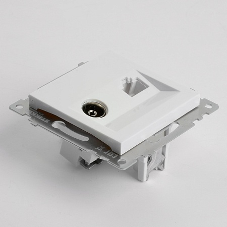 Розетка телевизионная 1-местная (механизм), STEKKER GLS00-7106-01, 75 Ом, 5-862МГц, серия Катрин, белый - фото