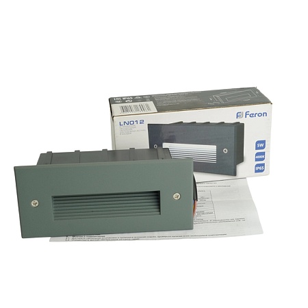 Светодиодный светильник Feron LN012 встраиваемый 5W 4000K, IP65, серый - фото