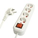 Удлинитель четырехместный с/з  с выключ. STEKKER HM07-41-03 3x1мм2, 3м, серия Home (У16А-003), белый - фото