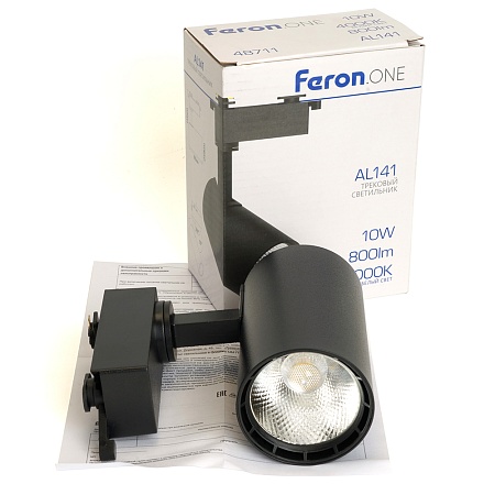 Светодиодный светильник Feron.ONE AL141 трековый однофазный на шинопровод 10W 4000K 35 градусов черный - фото