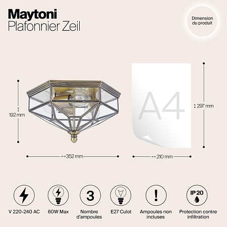 Потолочный светильник Maytoni Zeil H356-CL-03-BZ - фото