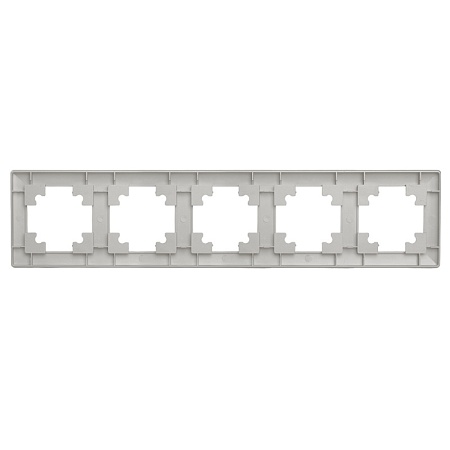 Рамка STEKKER, PFR00-7005-03 5-местная, пластик, серия Катрин, серебро - фото